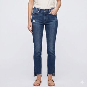 Frame Le High Straight Jeans Womens 27 Blue Step Hem Distressed Denim